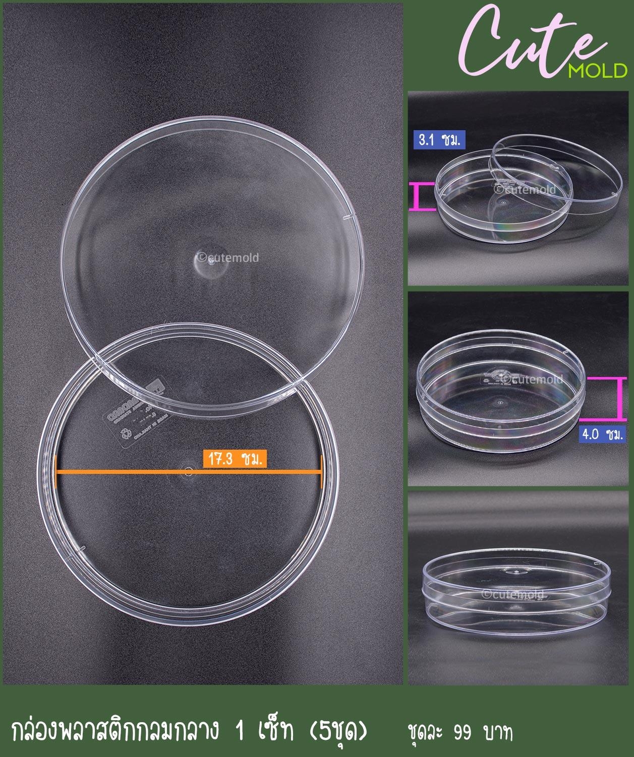 กล่องพลาสติก กลมกลาง แพค 5 ใบ