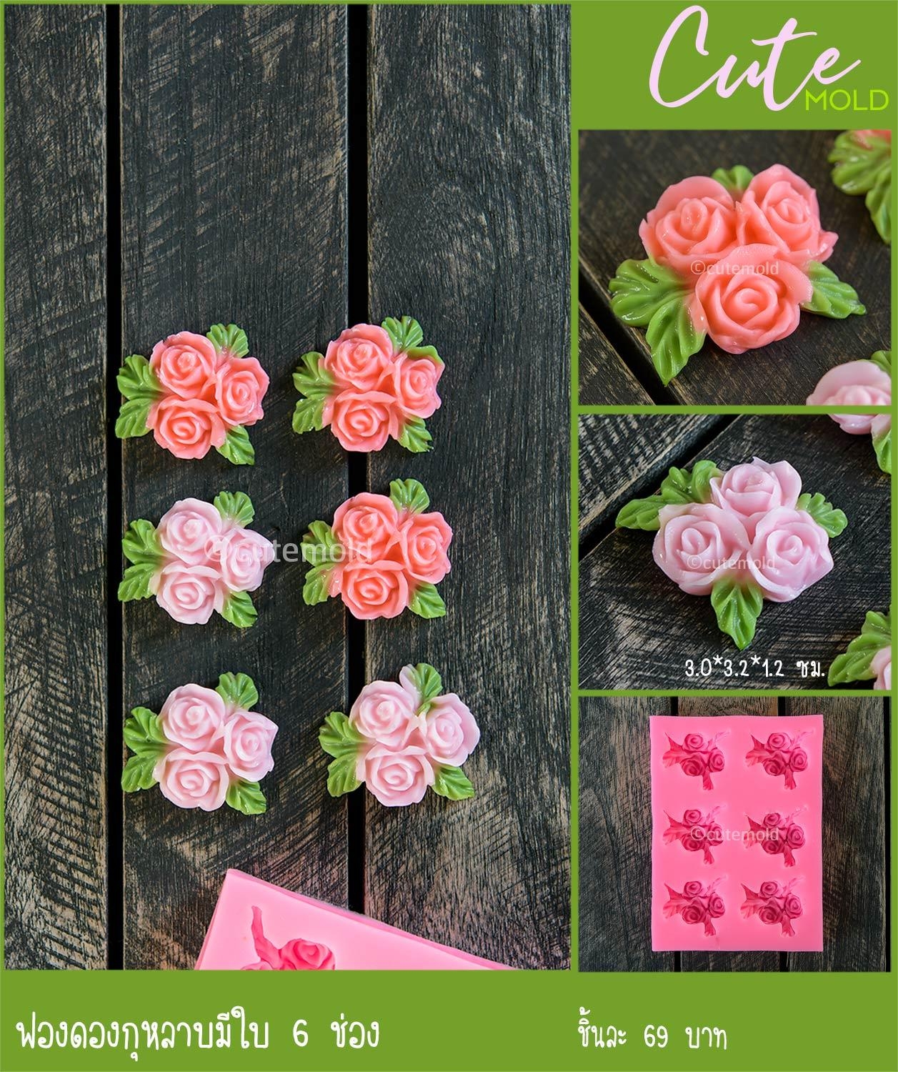 ฟองดองกุหลาบมีใบ 6 ช่อง