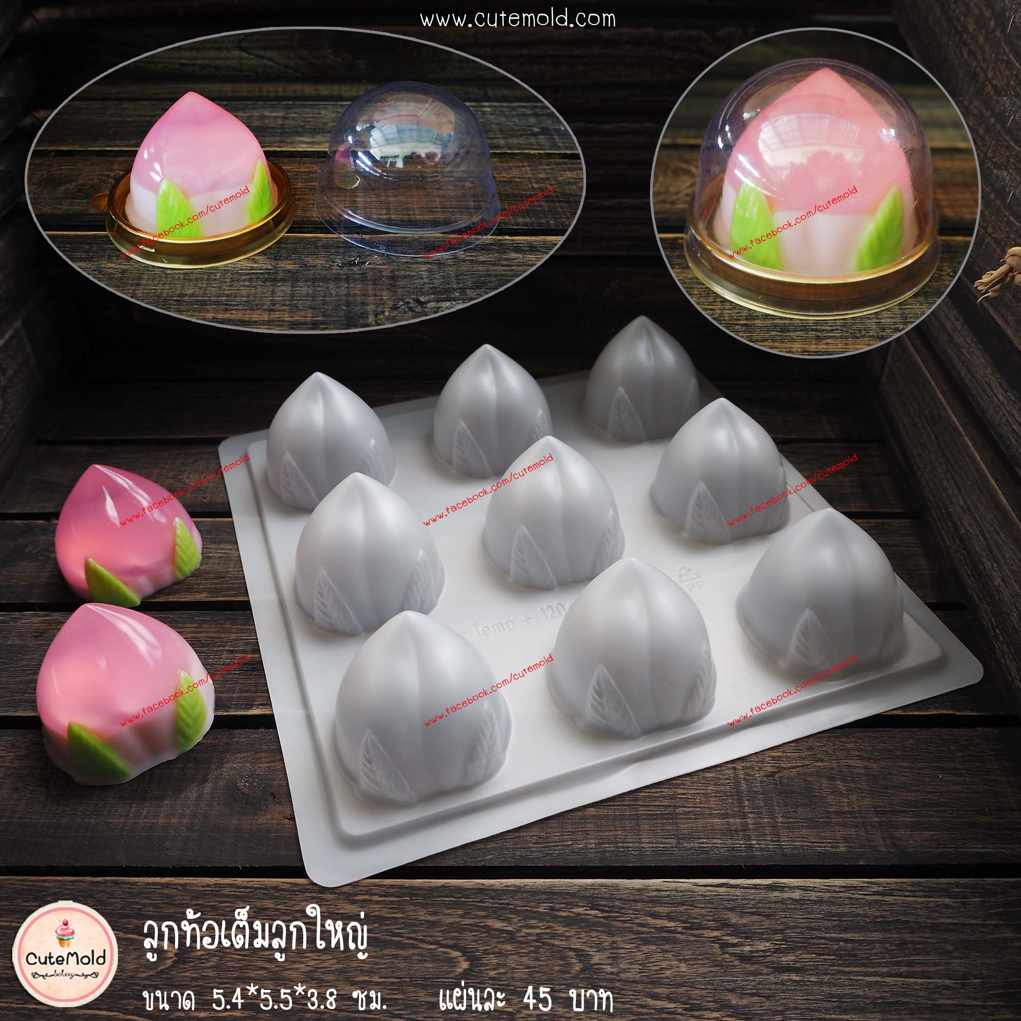 ลูกท้อเต็มลูกใหญ่ แผงใส แผ่นพลาสติก