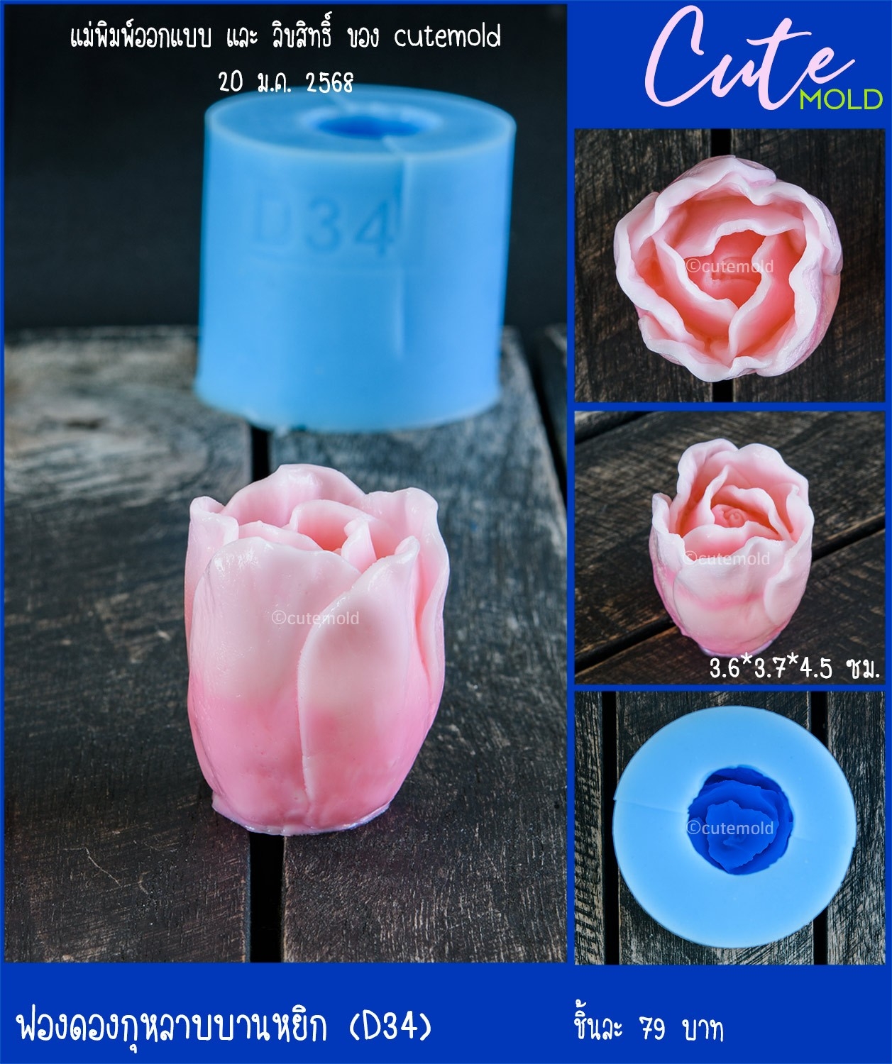ฟองดองกุหลาบบานหยิก D34