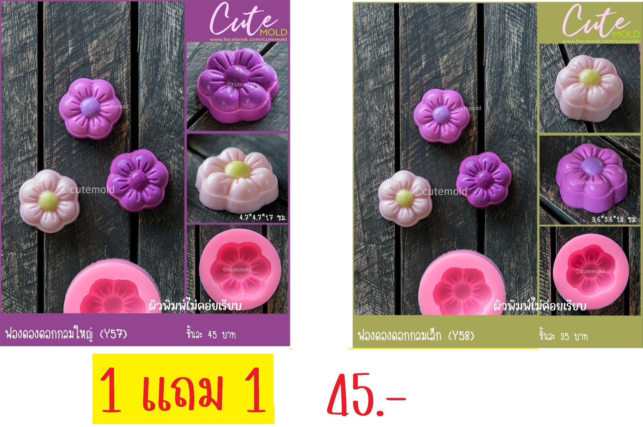 Sale ฟองดองดอกกลมใหญ่แถมดอกกลมเล็ก ( Y57 แถม Y58 )