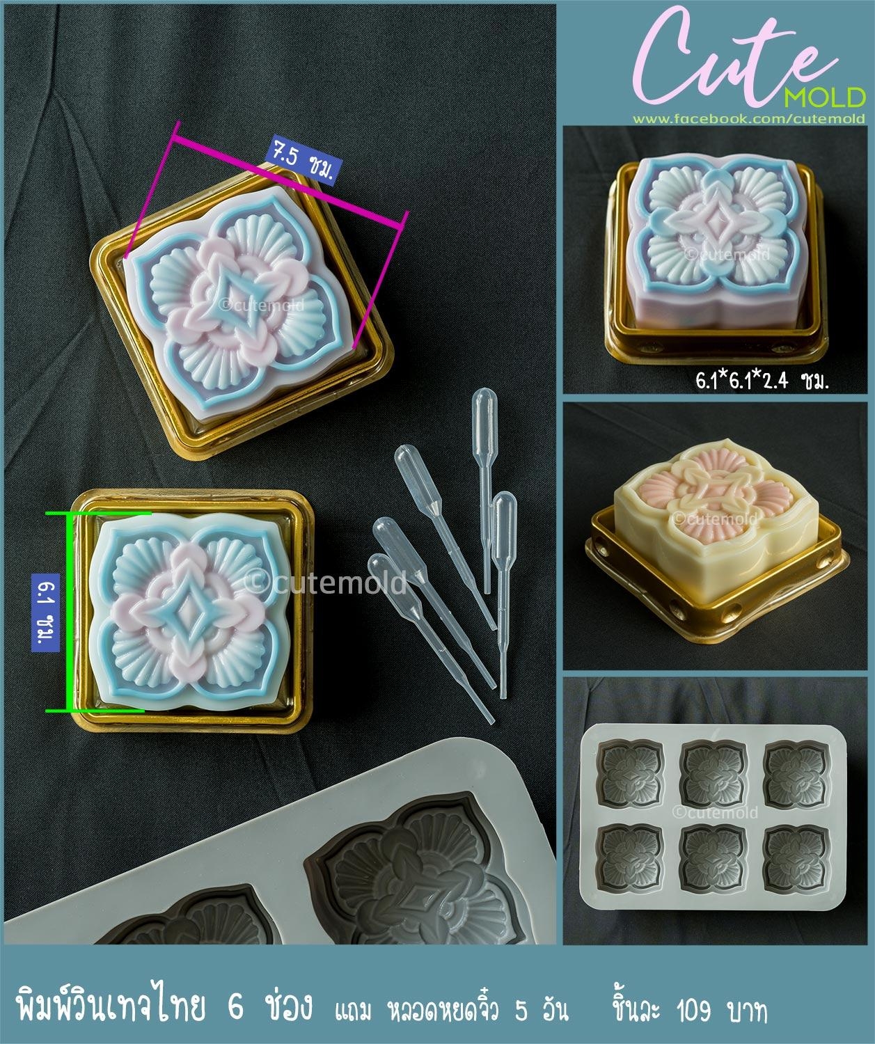 พิมพ์วินเทจไทย 6 ช่อง แถม หลอดหยดจิ๋ว 5 อัน